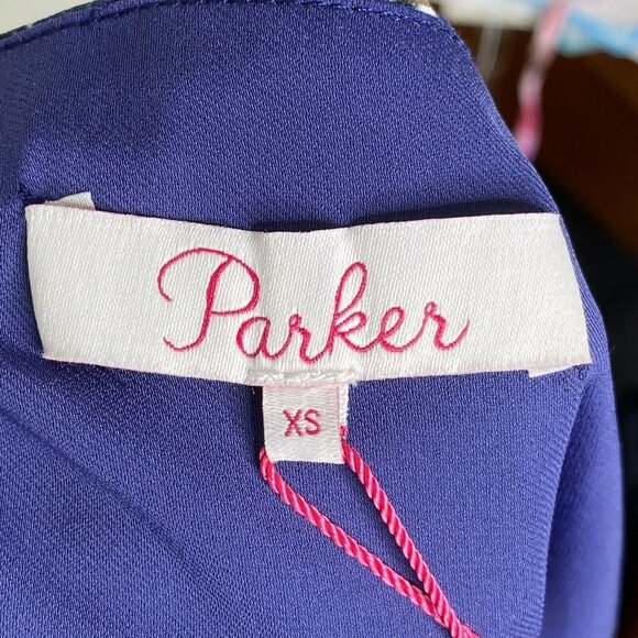 Parker Womens Blue Floral Sleeveless V Neck Comfort Fit And Flare Dress Size XS - Picture 7 of 9